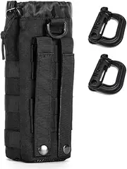 Upgraded Sports Water Bottle Pouch Bag, Drawstring Molle Holder, Travel Mesh Hydration Carrier for Tactical Pouches