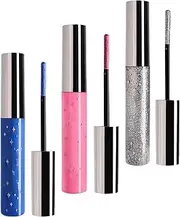 TiaoBug Sparkly Colorful Mascara Cream with Spiral Brush for Women Girls Waterproof Smudge Proof Volumizing Lengthening Long Wearing Daily Makeup Silver&Rose Red&Blue One Size