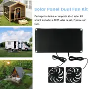 Solar Panel Dual Fan Kit 10W Solar Pet Exhaust Fan Portable Outdoor Solar ♟