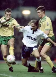 Paul Walsh of Tottenham Hotspur is challenged by Ian Crook Chris S- Old Photo