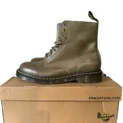 DR MARTENS 1460 OLIVE GREEN PASCAL CARRARA LEATHER LACE UP BOOTS SIZE UK11 US12