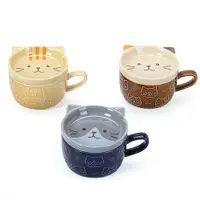 在飛比找ETMall東森購物網優惠-日式貓咪立體陶瓷水杯帶蓋卡通花貓藍貓喝水可愛馬克杯創意咖啡杯