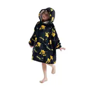 Cartoon one-piece flannel pajamas with hood to keep warm, sleeping robe, warm lazy blanket, parent- outfit - Pikachu