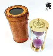 Vintage Sand Timer Hourglass Sand Clock 6" with Leather Case Personalized Gift