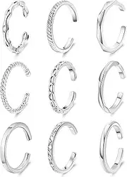 [SOMEITIA] 9PCS 18K Gold-plated Toe Rings for Women Girls Adjustable Open Bnad Toe Rings 1MM Thin Toe Rings Sets Summer Beach Foot Jewelry