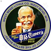 West Bend Old Timer's Lager Beer 11.75" Round Metal Sign