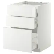 METOD / MAXIMERA base cab f hob/3 fronts/3 drawers, white/Ringhult white, 60x60x80 cm