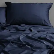 Canningvale Luxury Lustro Bamboo Bedding Home Bed Soft Sheets Set Navy