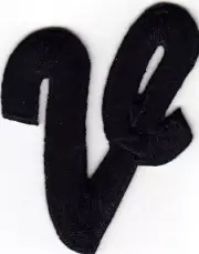 Black Script 2" Letter "V" - Iron On Embroidered PaTCH