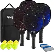 Eliwdshen Pickleball Paddles-Set of 4 Rackets with Pickleball and Bag |Racket Meets USAPA Standards | Durable Design|Wood Racket Set for Men, Women, Children and Adults (Starry Sky Blue)