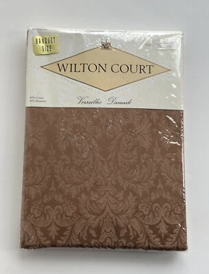 Wilton Court Tablecloth 60x118 Bronze Versailles Damask Jacquard Cotton Blend
