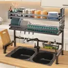 Over The Sink Dish Drying Rack Kitchen Dish Rack 2 Tier Large Capacity Dish D...