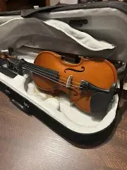 1/8 Full Size Solid wood 4 String Violin Kit Tiger Pattern With Case Portable