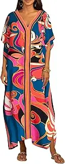 Bsubseach Damen Casual Beach Kaftan Kleid Kurzarm Loungewear Caftan Strandkleid
