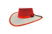 Jacaru Hi Vis Safety Hat Fluro Canvas Vented Summer Wide Brim - White/Orange
