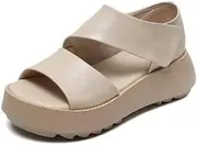 [KIKJDSERV] Women Casual Open Toe Arch Support Wedge Sandals,Soft Sole Fish-Mouth Platform Shoes,Orthopedic Thick Soled Walking Shoes