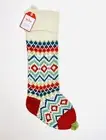 Pottery Barn Kids ZIG ZAG MERRY & BRIGHT Christmas Stocking NO MONOGRAM NO NAME