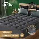 Bedra Bedding Bamboo Charcoal Pillowtop Mattress Topper Protector Cover Double