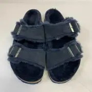 Birkenstock New with Box Arizona Fur Night Suede Leather Narrow - Select Size