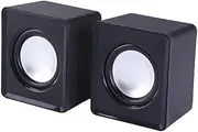 Mini Durable Computer Speakers, Surround Loudspeakers Subwoofer USB Charging Audio Supplies Home Use Laptop Notebook Tablet,2 Pcs, Black