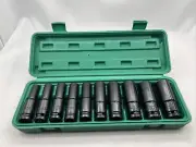 10Pcs 1/2" Drive Deep Impact Socket Set Drive Metric Wrench Socket Deep Impact S
