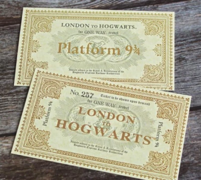 Harry Potter London to Hogwarts Express Train Platform 9 3/4 Tickets Cosplay AU
