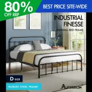 ALFORDSON Metal Bed Frame Double Size Mattress Base Industrial Platform Black
