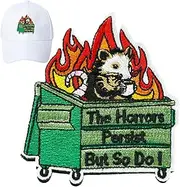 [Generic] Backpack Patches - Embroidered Funny Animal Decal The Horrors Persist But So Do I | Hook Fastener Backing Morale Embroidered Pattch for Baseball Caps, Lunch Bags, Vests, Jackets and Clothing
