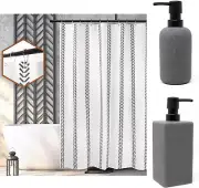 Boho Arrow Shower Curtain Set with Hooks, Large Stone 8" Hand Soap Dispenser