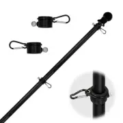 Flag Pole Kit with 2 Rotating Rings and Flag Pole Clips,Flag Poles 6 FT Black