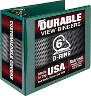 Samsill Durable 6 Inch Binder, Made in The USA, Locking D Ring Binder Customizable Clear View Binder, Green, Holds 1225 Pages