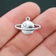 BULK 50 Planet Charms Antique Silver Tone with Star - SC4020