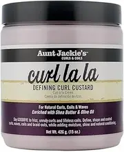 Aunt Jackie's Curl La La, Lightweight Curl Defining Custard, Creates Long Lasting Curly Hair with Mega-moisture Humectants, Enriched with Shea Butter and Olive Oil, 15 Ounce Jar