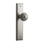 Iver Guildford Door Knob on Stepped Backplate Satin Nickel