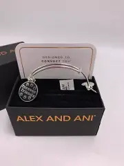 Alex and Ani FUREVER FRIENDS, Shiny Silver Charm Bangle New T1h