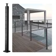 VEVOR Cable Railing Post, 36" x 2" x 2" Steel L-Shaped Hole Corner Railing Post, 10 Pre-Drilled Holes, SUS304 Stainless Steel Cable Rail Post with Hor