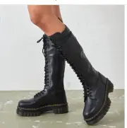 DR. MARTENS AUDRICK LEATHER KNEE HIGH PLATFORM TALL BOOTS MSRP$330 Comfy&Stylish