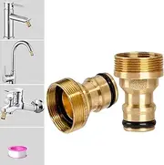Indoor Garden Hose Pipe Adapter for Kitchen Sink and Bathroom, 22mm Female 24mm Male Threaded Tap Connector Fittings, Mixer Hose Connector Brass for Kitchen Sink