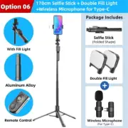 1750Mm Wireless Selfie Stick Tripod Stand Foldable Monopod with Led Light for Sm