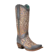 Corral Ladies Overlay Embroidery Blue-Honey Western Boots C4124