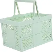 FOYTOKI Collapsible Picnic Basket Portable Plastic Storage Bin with Handle for Outdoor Activities Spring Outings and Versatile Candy Snack Holder Japanese Style Design Small Tote for