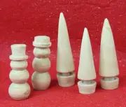 5 Pc Hand Turned Miniature Natural Wood Christmas Pine Trees and Snowmen Rustic