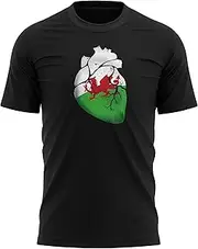[Purple Print House] Wales Rugby T Shirts for Men Cymru Flag Welsh Heart Football Tee
