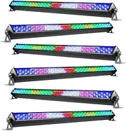LED Wall Washer Light, 6PCS Adjustable Led Wall Washer Strip with DMX and Sound Activated, 80W Wash Light Bar, Ambient Lamp Bar Kit for Stage Disco Party Birthday Wedding