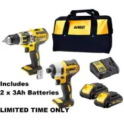 2 Piece DeWALT XR 18V Brushless Cordless Combo Kit Hammer Drill & Impact Driver
