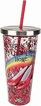 Spoontiques - Glitter Filled Acrylic Tumbler - Glitter Cup with Straw - 20 oz - Stainless Steel Locking Lid with Straw - Double Wall Insulated - BPA Free - Wizard of Oz - Red