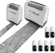 ArtBeek Identity Theft Protection Roller Stamp 2 Pack Roller Address Hinden Stamp Id Police Stamp Roller with 6 Fillers for Date Name Address Signature Hiden Confidential Stamps