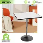Height Bar Cocktail Table Adjustable White Wood Rectangular Tabletop Pub Kitchen