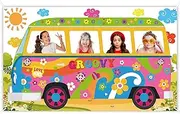 60's Hippie Bus Photo Prop 60s Party Decorations Large Fabric Retro Groovy Van Prop Hippie Selfie Frame Backdrop Background Banner Birthday Party Supplies Retro 60s 70s Party Favors 65.8 x 35.4 Inch