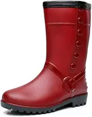 [HHYHOME] Winter Womens Short Snow Boots Waterproof Rain Boots Light Wellington Boots Rainy Wellies Warm Fleece Lined Rubber Shoes Hiking Boot